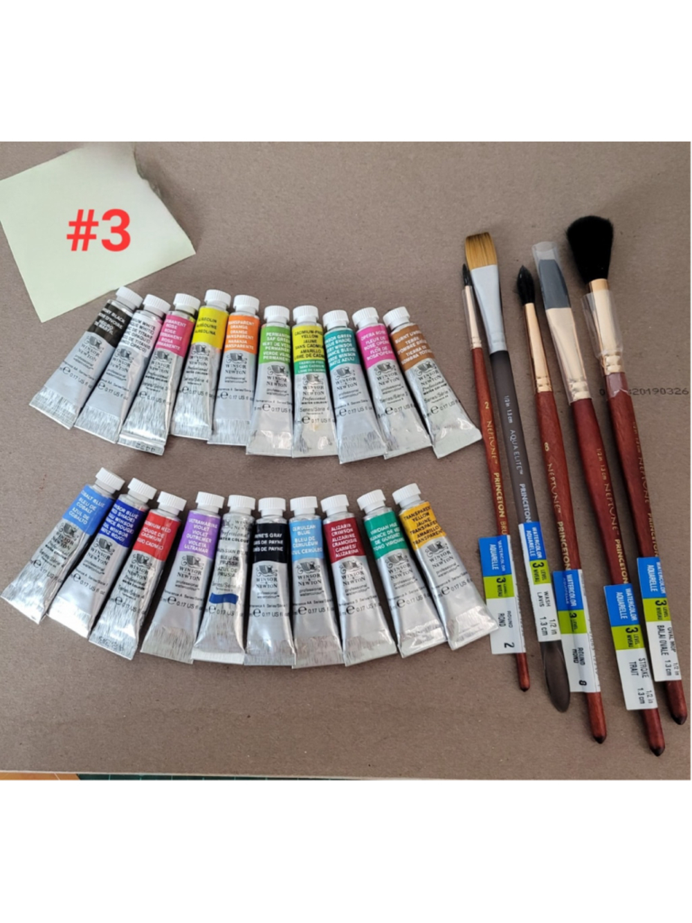 #3 Winsor & newton Professional Watercolor 20 Paint Tubes 5ml+ 5 Neptune Brushes